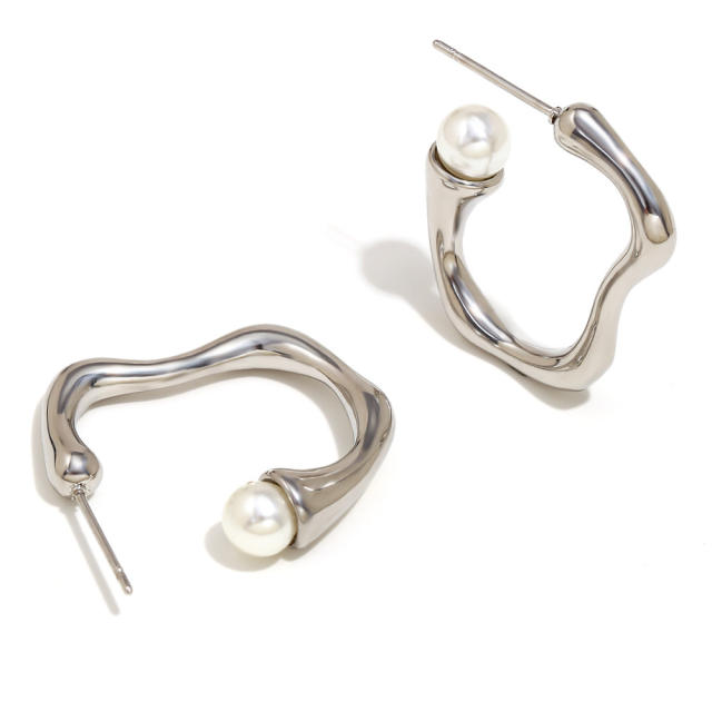 Elegant Simple Bow chunky heart stainless steel dangle Earrings
