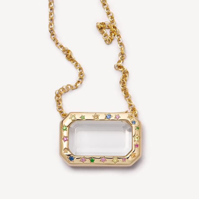 Personality Locket pendant openable diy pendant hollow design 18k gold plated necklace