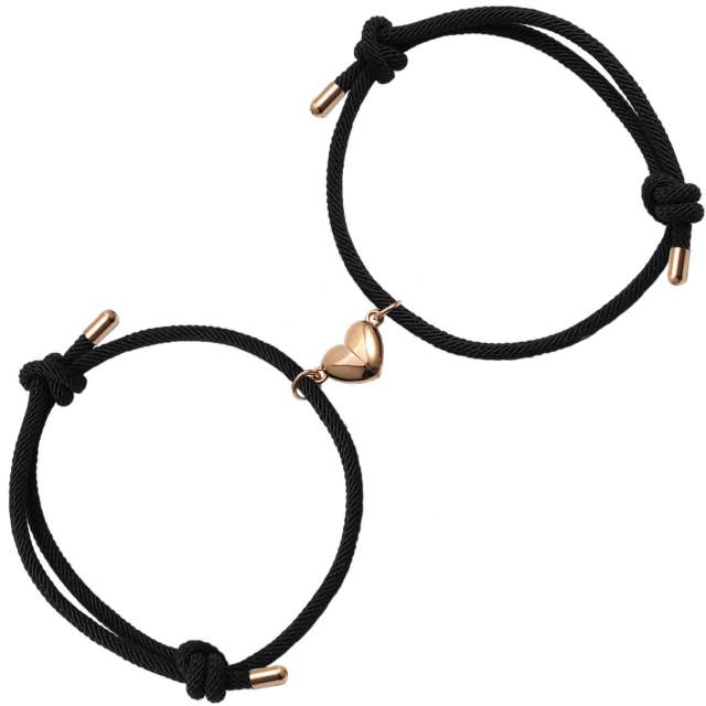 New magnetic love heart titanium steel creative square lettering couple bracelet