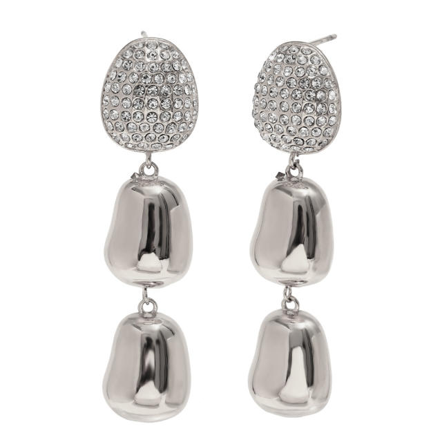 Elegant Simple Bow chunky heart stainless steel dangle Earrings