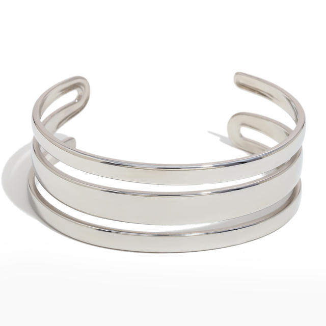 Elegant Simple All-match Explosive Stainless Steel 18K Gold Plated cuff bangle