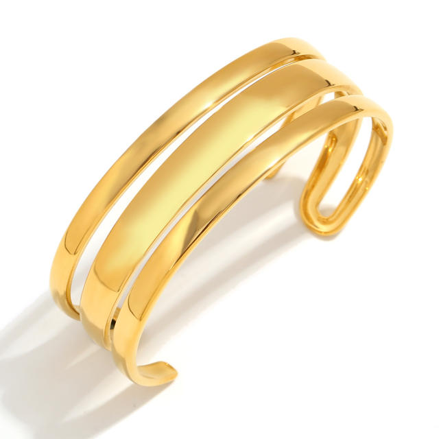 Elegant Simple All-match Explosive Stainless Steel 18K Gold Plated cuff bangle