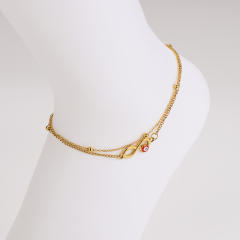 Summer enamel evil eye female Double Layer infintiy stainless steel anklet