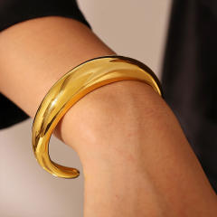 Hot sale chunky stainless steel cuff bangle wide bangle