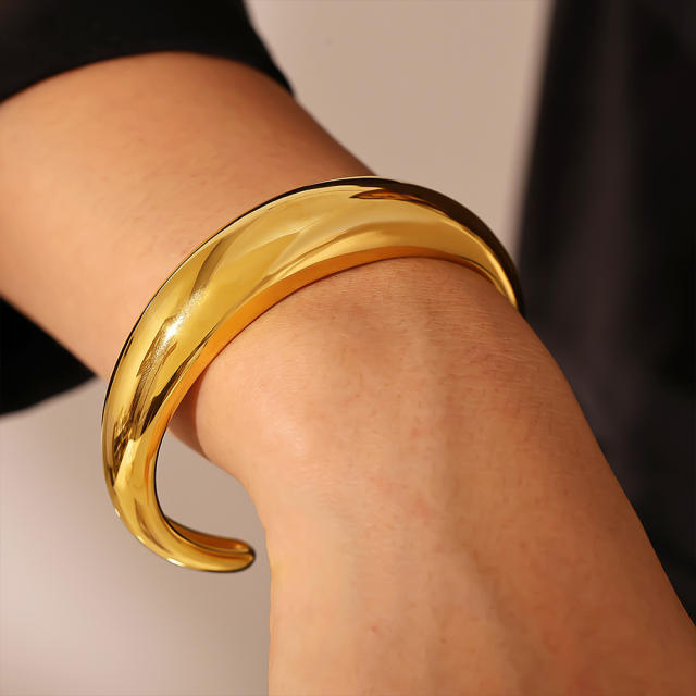 Hot sale chunky stainless steel cuff bangle wide bangle