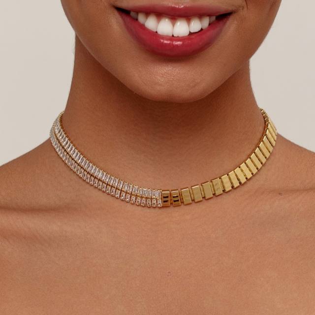 Fashion tennis chain stainless steel 18KG stainless steel choker necklace