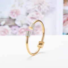 Classic drill cylindrical  stainless steel cuff bangle