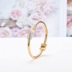 Classic drill cylindrical  stainless steel cuff bangle