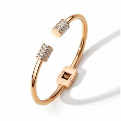 Classic drill cylindrical  stainless steel cuff bangle