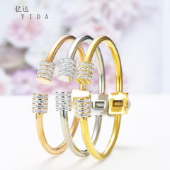 Classic drill cylindrical  stainless steel cuff bangle