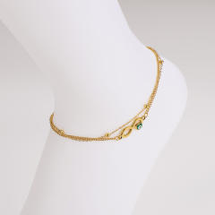 Summer enamel evil eye female Double Layer infintiy stainless steel anklet