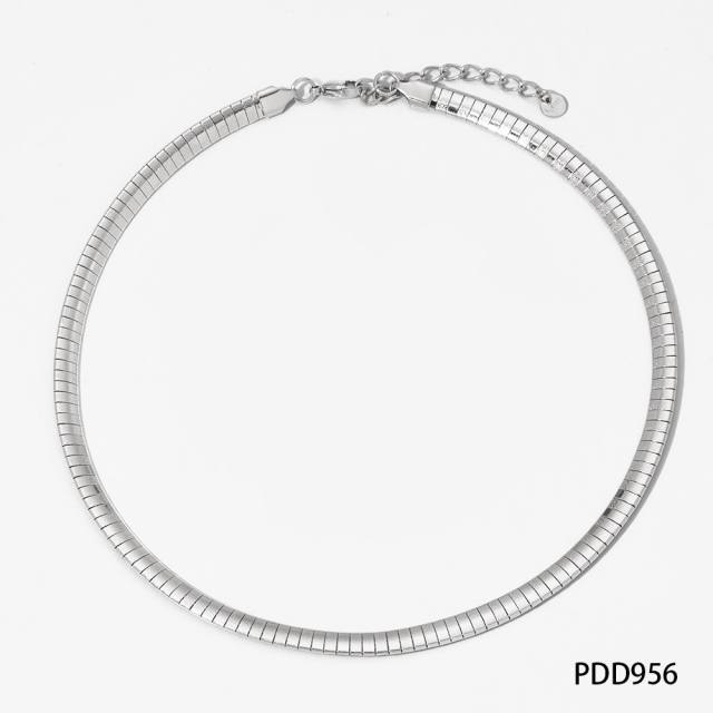 Stainless Steel Simple Thick Thin Striped Gone chain necklace choker necklace