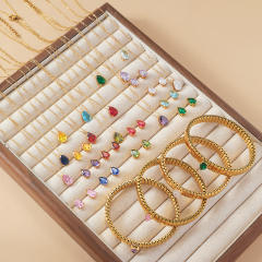 Delicate dainty Water Drops Zircon necklace ear studs bangle set