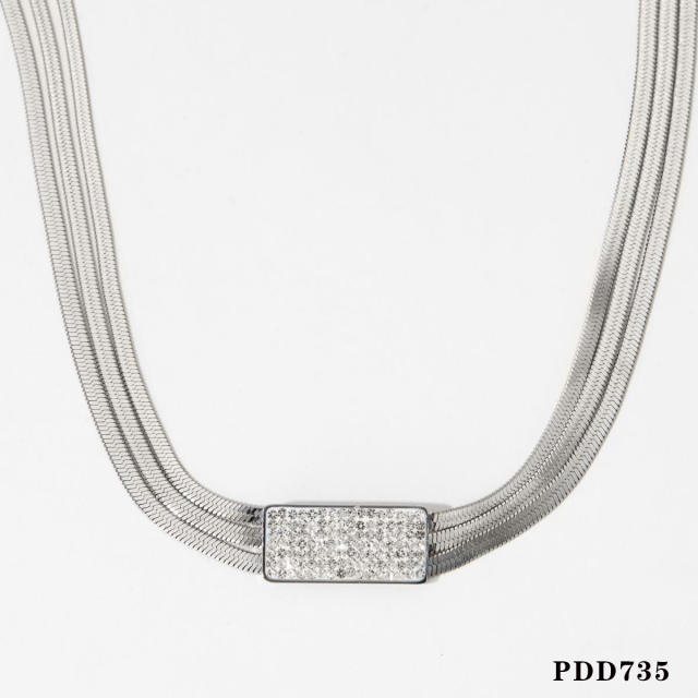 Fashion multi-layer chain stainless steel love heart diamond bracelet