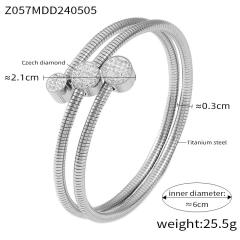 Luxury Elegant diamond statement Geometric Texture Titanium Steel Plated 18K Gold bangle collection