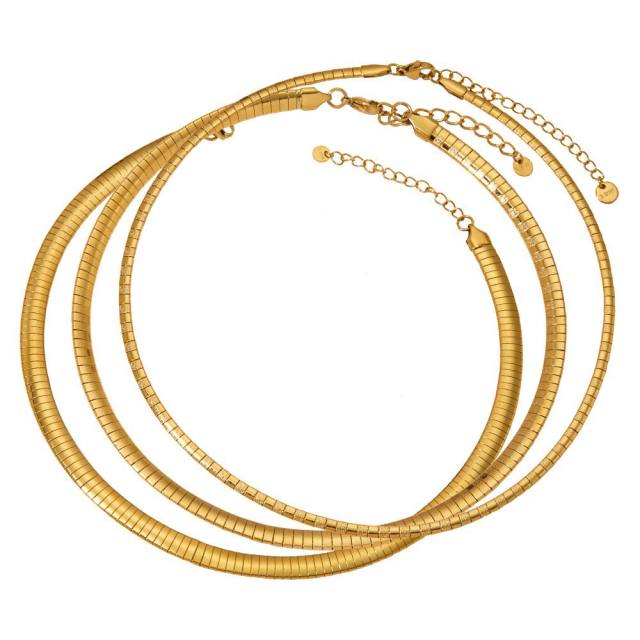 Stainless Steel Simple Thick Thin Striped Gone chain necklace choker necklace