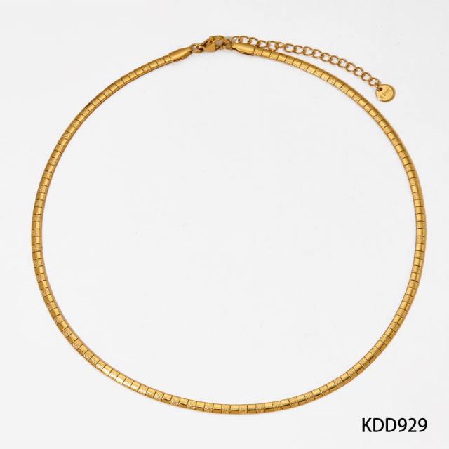 Stainless Steel Simple Thick Thin Striped Gone chain necklace choker necklace