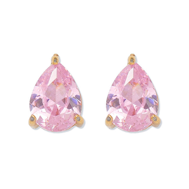 Delicate dainty Water Drops Zircon necklace ear studs bangle set