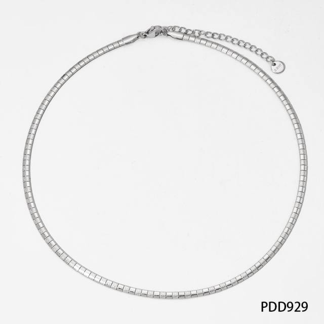Stainless Steel Simple Thick Thin Striped Gone chain necklace choker necklace