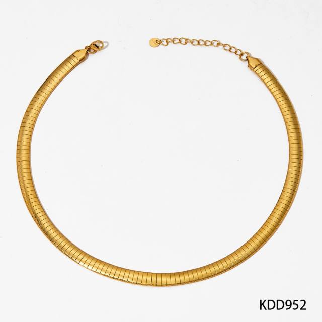 Stainless Steel Simple Thick Thin Striped Gone chain necklace choker necklace