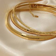 Stainless Steel Simple Thick Thin Striped Gone chain necklace choker necklace