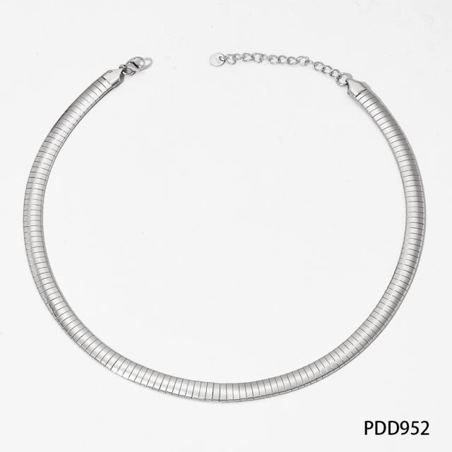 Stainless Steel Simple Thick Thin Striped Gone chain necklace choker necklace