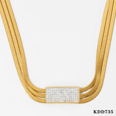Fashion multi-layer chain stainless steel love heart diamond bracelet