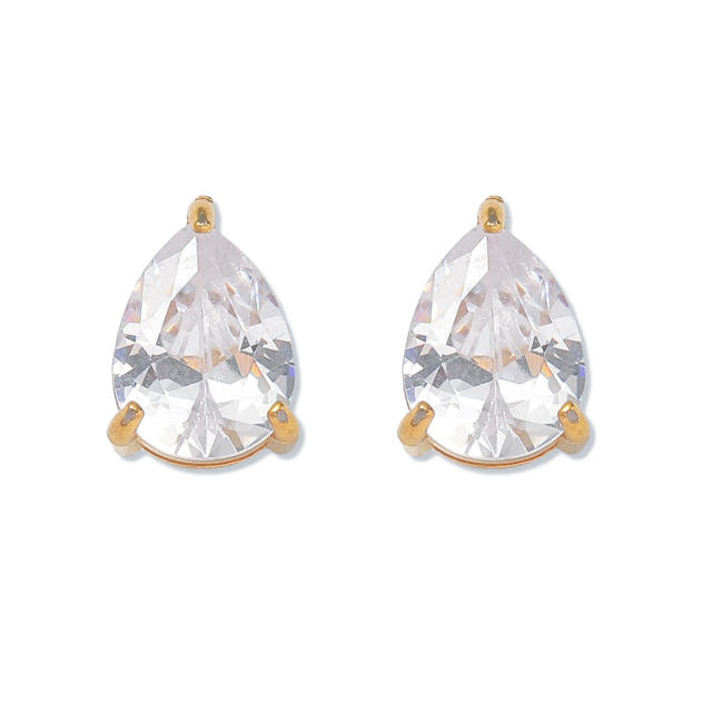 Delicate dainty Water Drops Zircon necklace ear studs bangle set