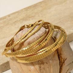 Stainless Steel Simple Thick Thin Striped Gone chain necklace choker necklace