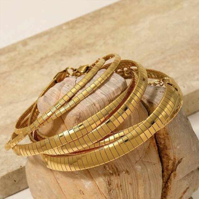 Stainless Steel Simple Thick Thin Striped Gone chain necklace choker necklace
