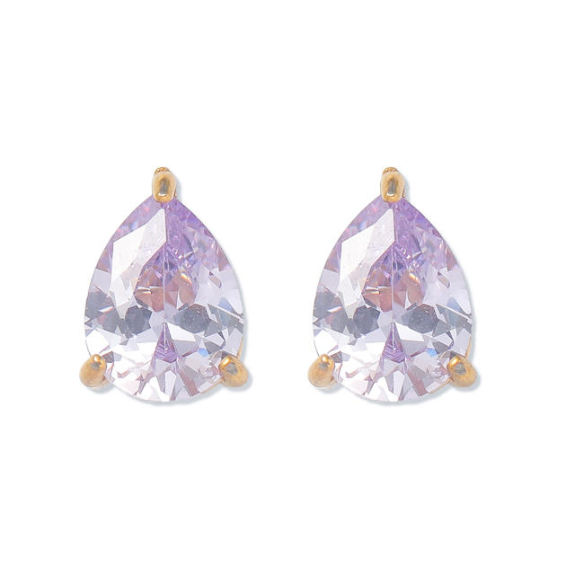 Delicate dainty Water Drops Zircon necklace ear studs bangle set