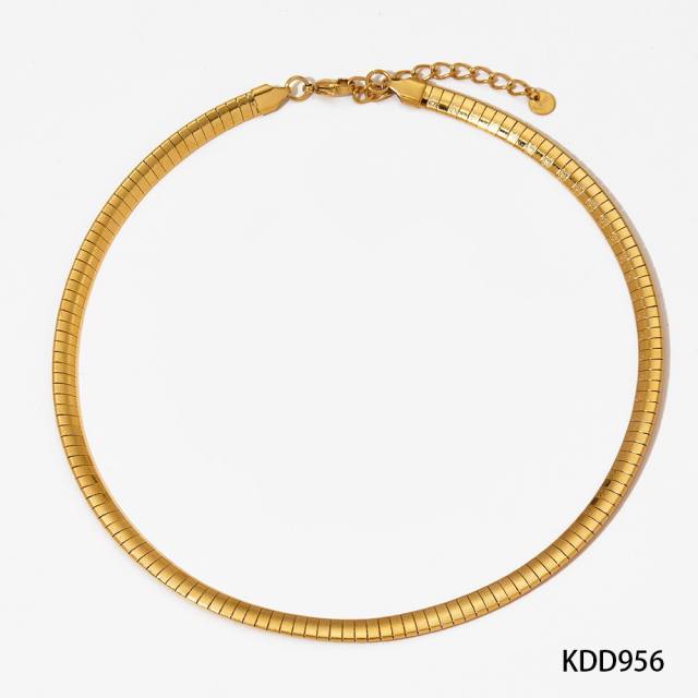 Stainless Steel Simple Thick Thin Striped Gone chain necklace choker necklace