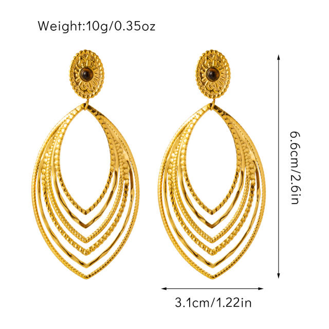 Bohemian Natural Stone tiger eye stone statement Inlaid Earrings dangle earrings collection