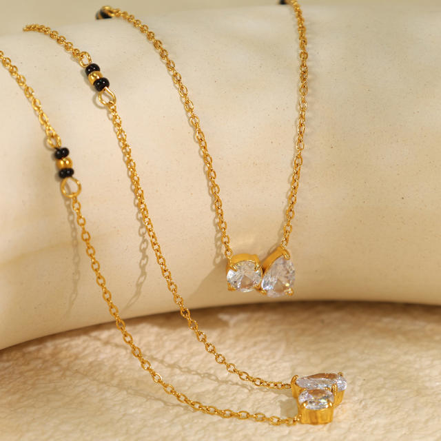 Dainty cubic zircon bezel necklace stainless steel diamond necklace