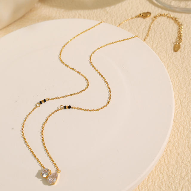 Dainty cubic zircon bezel necklace stainless steel diamond necklace