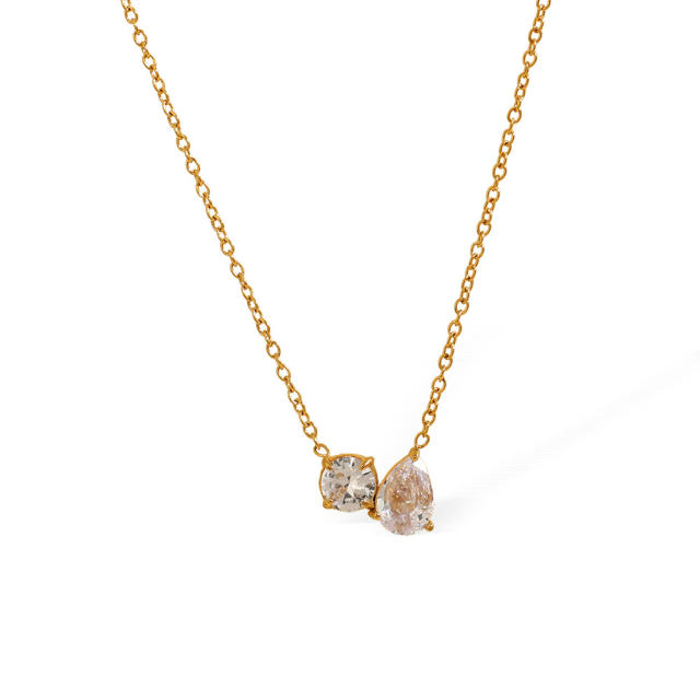 Dainty cubic zircon bezel necklace stainless steel diamond necklace