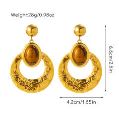 Bohemian Natural Stone tiger eye stone statement Inlaid Earrings dangle earrings collection