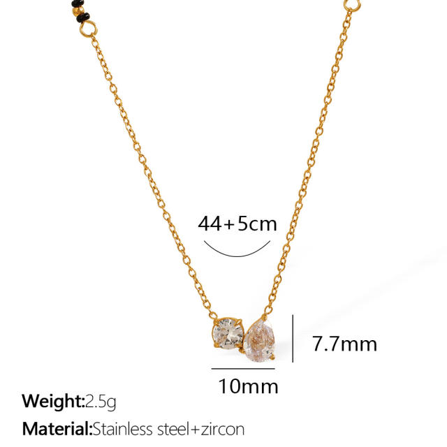 Dainty cubic zircon bezel necklace stainless steel diamond necklace
