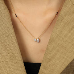 Dainty cubic zircon bezel necklace stainless steel diamond necklace
