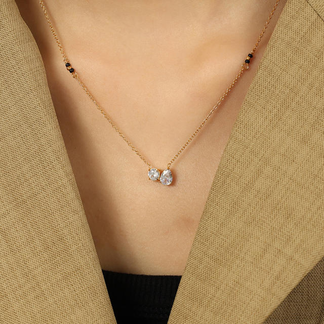 Dainty cubic zircon bezel necklace stainless steel diamond necklace