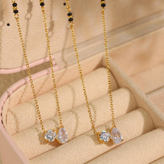 Dainty cubic zircon bezel necklace stainless steel diamond necklace