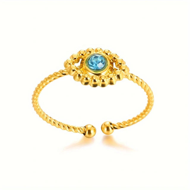 Boho turquoise stone bead statement stainless steel rings collection