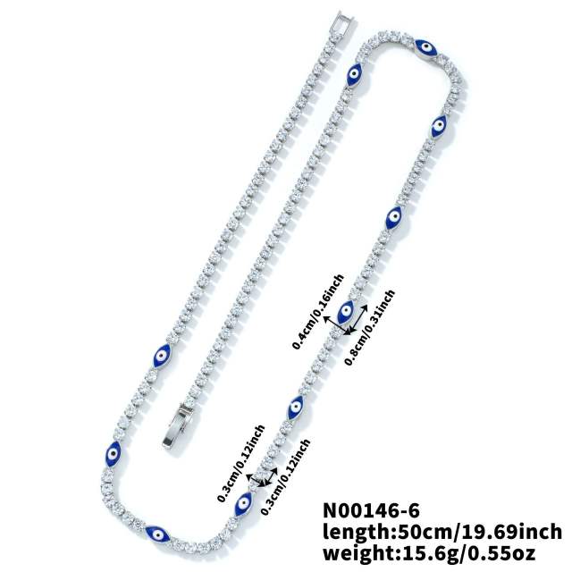 Hot sale glass bead evil eye tennis chain necklace