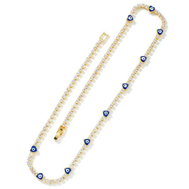 Hot sale glass bead evil eye tennis chain necklace