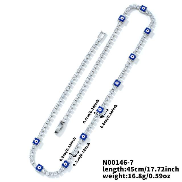 Hot sale glass bead evil eye tennis chain necklace