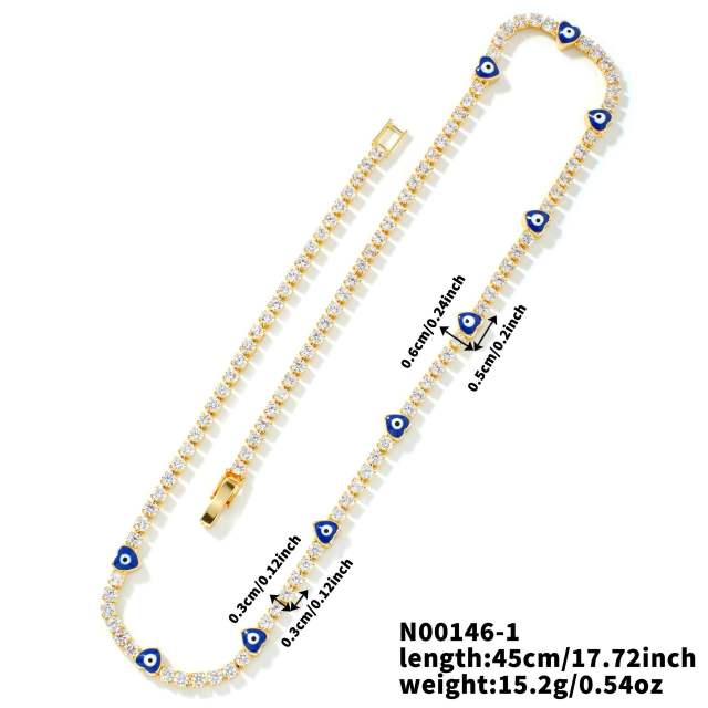 Hot sale glass bead evil eye tennis chain necklace