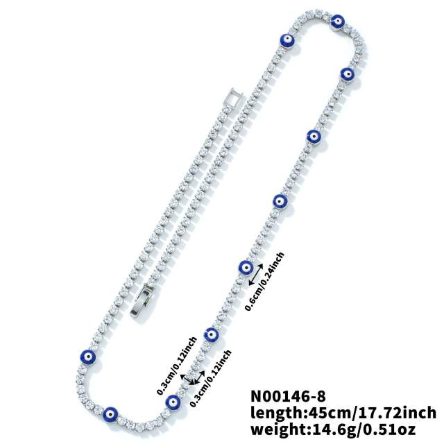 Hot sale glass bead evil eye tennis chain necklace