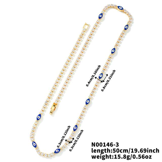 Hot sale glass bead evil eye tennis chain necklace