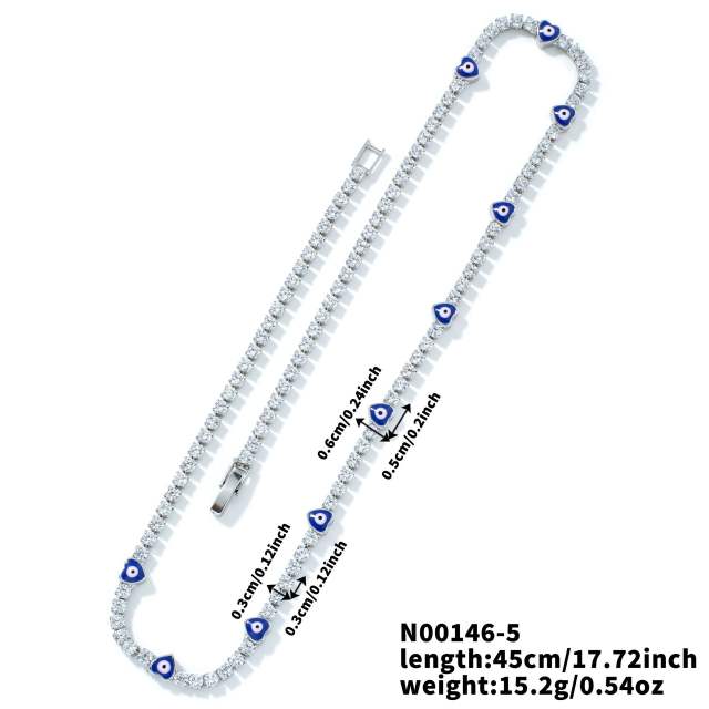 Hot sale glass bead evil eye tennis chain necklace