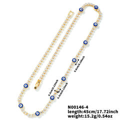 Hot sale glass bead evil eye tennis chain necklace